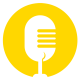 Bliss Talks favicon featuring a white microphone icon on a bright yellow circular background.